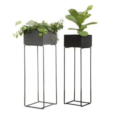 China Modern Nordic Black Outdoor Flower Living Room Style Customization Metal Frame Tall Plant Pot Rack for sale