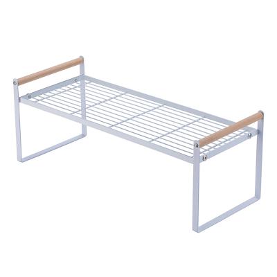 China Single Layer Detachable Metal Iron Stand Non Slip Kitchen Storage White Desktop Rack With Handle for sale