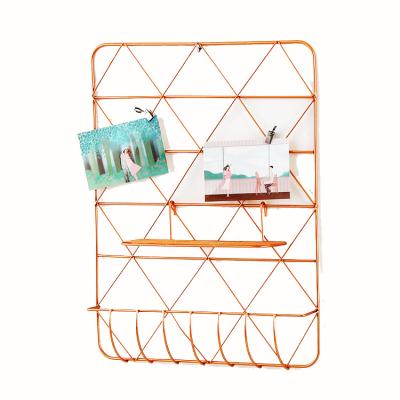 China Nordic Decoration Hang Storage Rack Simple Modern Style Iron Grid Photo Wall Storage for sale