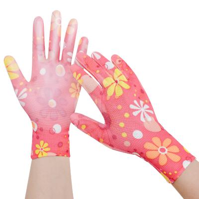 China Manufacturer Soft Breathable Flexible Anti Static Elastic Price Lightweight Pu Coated Nylon Printed Cover Coated With Hand Protection for sale