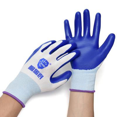 China Anti-slip/Wear/Oil/Corrosion/Blue Waterproof Palm Oil Resistance Nitrile Gloves Customized Waterproof Anti-Skid Gloves Manufacturers for sale