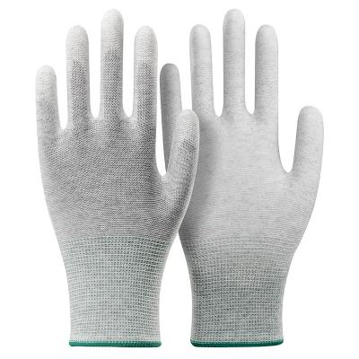 China 2022 High Elastic Carbon PU Foam Thickened Coating Gloves Anti-Static/Breathable/Comfortable/Flexible Silk Fiber Gloves for sale