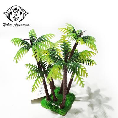 China Viable Decorative Plant Mini Plastic Coconut Tree For Artificial Aquarium Tank for sale