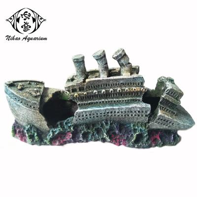 China Viable Aquarium Decorative Wreck Of Submerged Titanic Ship Model Ornaments for sale