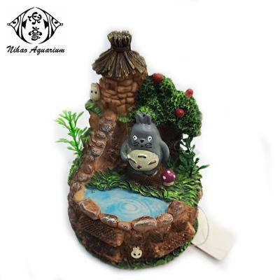 China Viable Resin Cartoon Figurine Totoro Aquarium Accessories Connected With Air Stone for sale