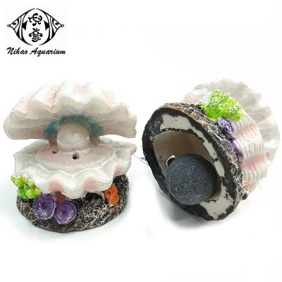 China Aquarium Viable Scallop Decorative Shell Pearl Resin Scale Model Air Stone Bubbling Seashell For Indoor Aquarium for sale