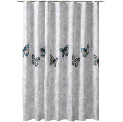 China Waterproof Shower Curtain Home Butterfly Thickening Waterproof Polyester Shower Curtain Wholesale for sale