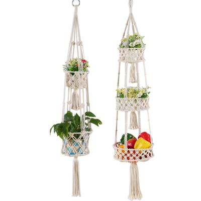 China Eco-Friendly Space Saving Fruit Basket Wall Hanging Baskets To Organize Boho Decor For Indoor Plants for sale