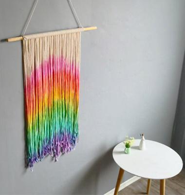 China Newly Handmade Dyed Tapestry Simple Tassel Tapestry Wall Hanging for sale