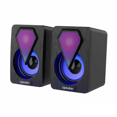 China PORTABLE Home Office Desktop Plastic Mini Speakers USB 2.0 Wired PC Portable Speaker Digital Audio Speaker with 7 Colors LED Light for sale