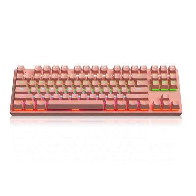 China 87 Key Layout Customized Hot Selling Pink Mechanical Gaming Keyboard RGB Mechanische Tastatur Backlit Keyboard for sale