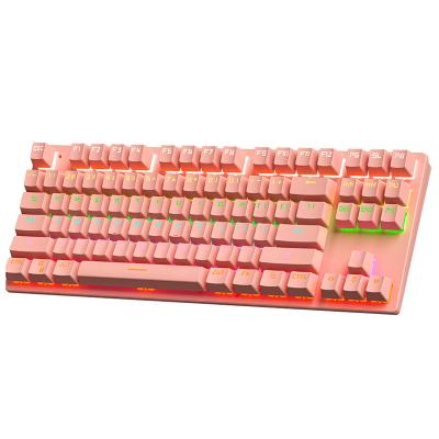 China Mini Pink Mechanical Keyboard Blue Cable 87 Usb By Teclado Para Switch Mechanical Keys juegos USB Led Mechanical Keyboard For Game for sale