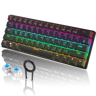 China 61 Key Mechanical Laptop Charging Type-C Mechanical Gaming Mechanische Tastatur E-sports Keyboard 60% Gaming Keyboard for sale