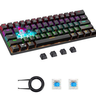 China Wholesale 61 RGB Mechanical Keys Gamer Backlit Cool Gaming Blue Black Ergonomic Design USB Wired Mechanical Ajazz Hotswap Keyboard for sale