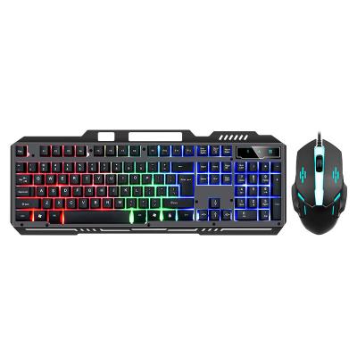 China Colorful Metal Wired LED Gaming Keyboard Backlit Mouse Set Waterproof Metal Keyboard Mouse Set Conjunto De Mouse De Teclado Para Jogos for sale