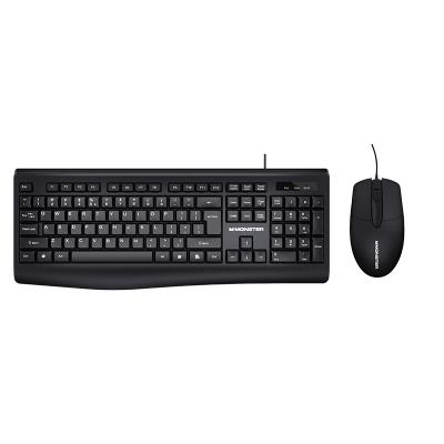 China Metal Monster KM1 OEM simply good quality chocolate keyboard teclado e mouse COM combo set fio pro wired keyboard and mouse combo for sale