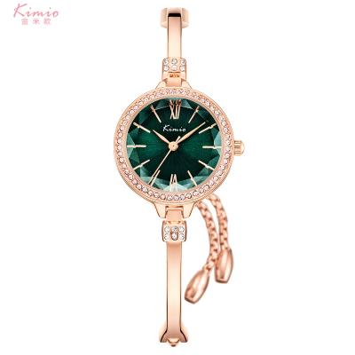 China Kimio fashion lady brass bracelet water resistant shinny quartz stone watch for sale