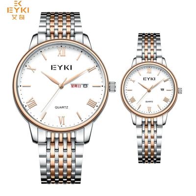 China Day/Date EYKI E2083 Branded Couple Watches Excel Quartz Japan Movt Quartz Watch Price for sale