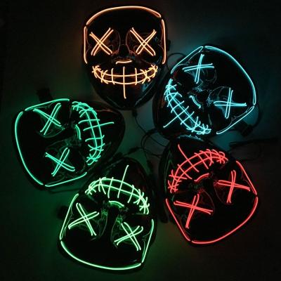 China PVC Prom Led EL Cool Luminous Funny Scary Cold Light Face Mask Creative Halloween Mask Halloween Mask for sale