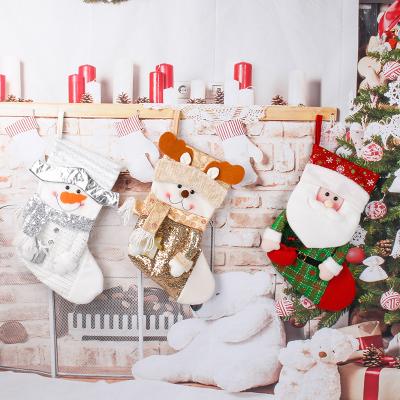 China Christamas Home Decoration New Arrival 2021 Customize Polyester Christmas Tree Candy Bag 3D Santa Fireplace Luxury Christmas Stocking for sale