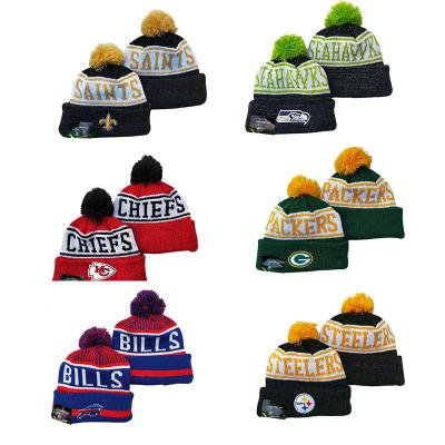 China breathable & Waterproof in Embroidery Running Logo American USA Knit Football Team Hat Beanie Winter Hats for 32 Teams for sale