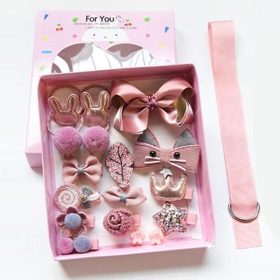 China 2021 fashion gift design kids hair accessories cute cartoon hair clip set kids rainbow hair clips for child with box for sale