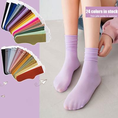 China 2021 Wholesale QUICK DRY lazy women spring plain color infant stockings slouch socks for girl for sale