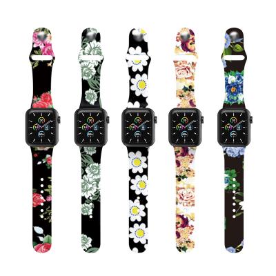 China Cool Popular eamiruo Painted Patterns Silicone Watch Band Replacement Elastic Watchband For Smartwatch Strap 38/40/42/44mm for sale