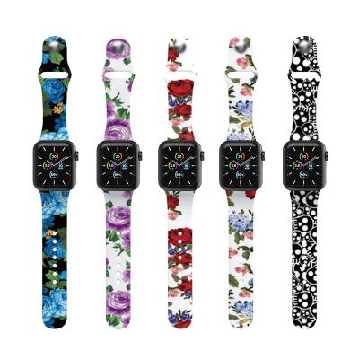 China Customizable Stable Silicone Strap Color Paint Pattern Soft Watch Bands Fit 38 Series 40MM IWATCH 6 5 4 3 2 1 Watch Strap 42 44mm for sale