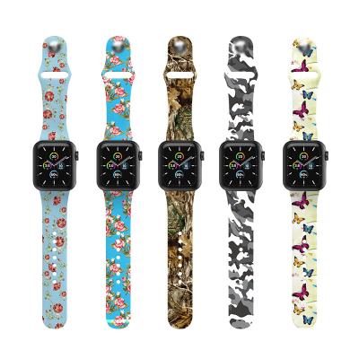 China Unique For Watch Strap Sport Custom Stable Floral Silicon Gel Strap Fit Apple Watch Series 6 Band Watch 5 4 3 2 1 for sale