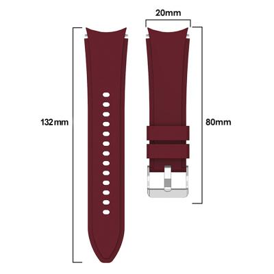 China Water Resistant 20mm Wine Red Color Sport Rubber Watch Strap For Samsung Galaxy Watch 4 Replacement Comfortable 40mm/44mm Watch Band For Custom for sale