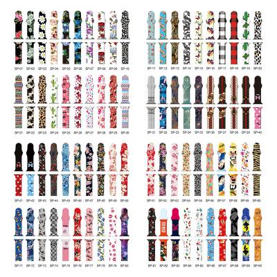 China Wholesale Cartoon Animal Pattern Printed Rubber Watch Bands For Apple Watch Series 6 5 4 Sport Replace Watchband For 40 44mm iwatch for sale