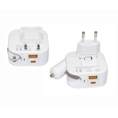 China 2022 New Product Cell Phone PD 3.0 Usb Car Charger Left Wall Charger Type C PD for sale