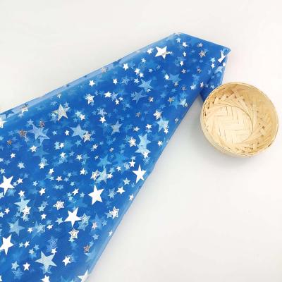 China Anti-Static Star Shining Sequin With Tulle Fabric Kids Dress Materials Mesh Sequin Fabric for sale