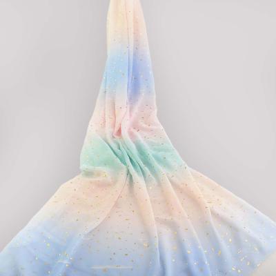 China Anti-Static Rainbow Color Foil Printed Chiffon for sale