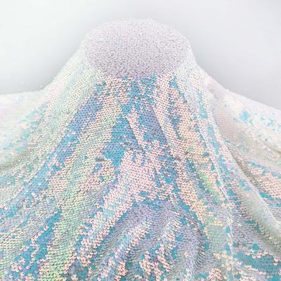 China Anti-Static Iridescent Color Crystal Sequin Embroidery Fabric With Sequin for sale