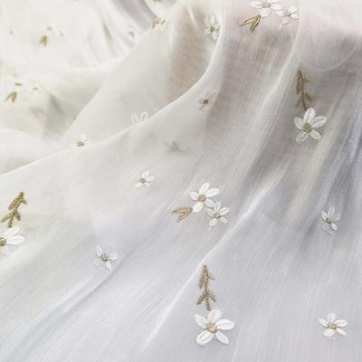 China Anti-static Hi-Multi Chiffon Fabric 100% Polyester Chain Embroidery For Garments for sale