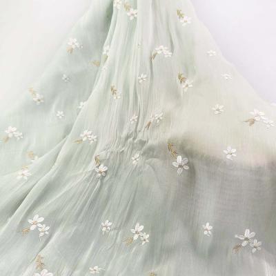 China 2022 anti-static new small flower chiffon embroidery fabric for sale