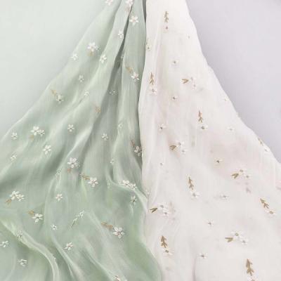 China 2022 anti-static new small flower chiffon embroidery fabric for sale