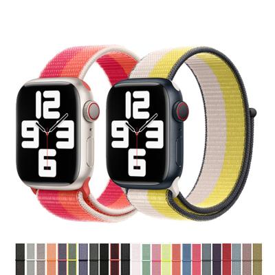 China Beautiful 38mm Nylon Braided Elastic Strap Watch Band Strap Buckle Strap 44mm 40mm 45mm 41mm 42mm For Apple Iwatch Series 3 4 5 Se 6 7 for sale