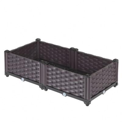 China Minimalist Cheap Rectangular Raised Bed Raised Outdoor Garden Vegetable Flower Herb Plastic Planting Box for sale