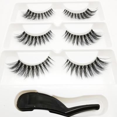 China HBZGTLAD 3pairs 3D Mink Fur Lashes Natural Long Clear Tapered False Eyelashes +tweezers for sale