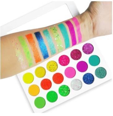 China Waterproof Private Label 18 Color Eyeshadow Palette No Brand Highly Pigmented Neon Powder Eyeshadow Cosmetics OEM for sale