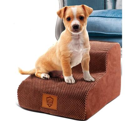 China Removable Cover 2 Steps Gentle Slope Pet Stairs Steps With 30D High Density Foam For Car Ride Sofa Bed for sale