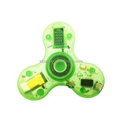 China New Crystal Blueteeth Audio Fidget Spinner Low Noise Led Light Usb Toys Fingertip Fill Spinner for sale