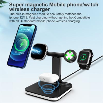 China Mobile Phone 3 in 1 Foldable Magnetic Adjustable Quick Fold Qi Wireless Phone Charger for Iphone 13 for sale