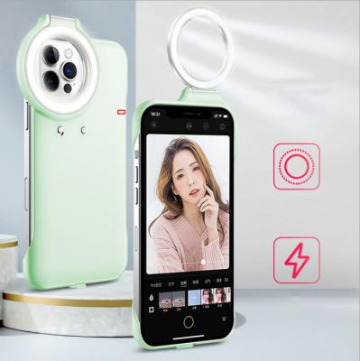 China 2021 New Selfie Flash Fill Light Phone Back Cover + Living Stream LED Fill Flash Light Ring Cell Phone Case For iPhone 12 pro for sale