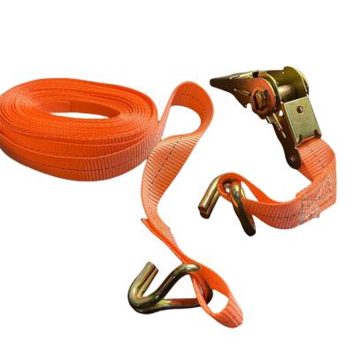 China Cargo Fixation Factory Price Polyester Tie Down Straps Lashing Cargo Ratchet Strap with Hooks for sale