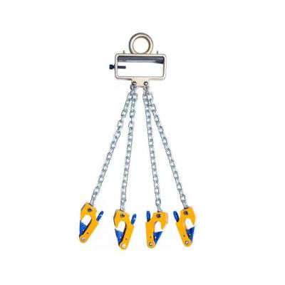 China Muliti-purpose 1000KG double chain processing barrel clamp lifting tool Hook pliers used for forklift lift oil drums for sale