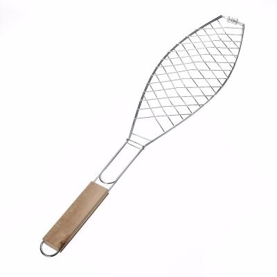 China Easily Cleaned Camping Single Grill Rack BBQ Clip Folder BBQ Fish Grilling Basket Folder Tool Roast Meat Hinged Basket for sale